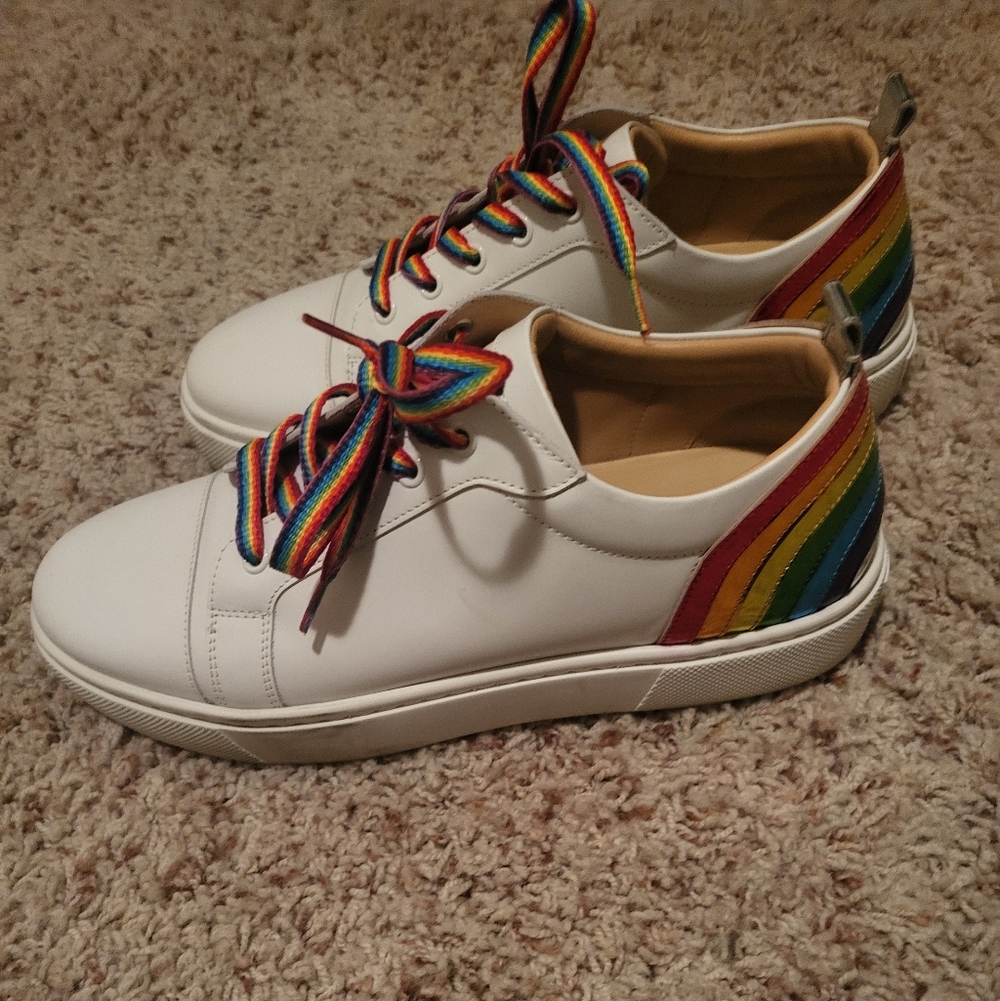 Christian Louboutin White Rainbow Athletic Shoes